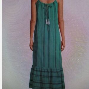 Time and Tru Teal Striped Maxi Dress